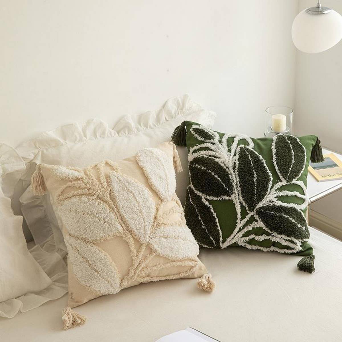 Luxury White Green Sofa Pillow Cover Modern Cushion