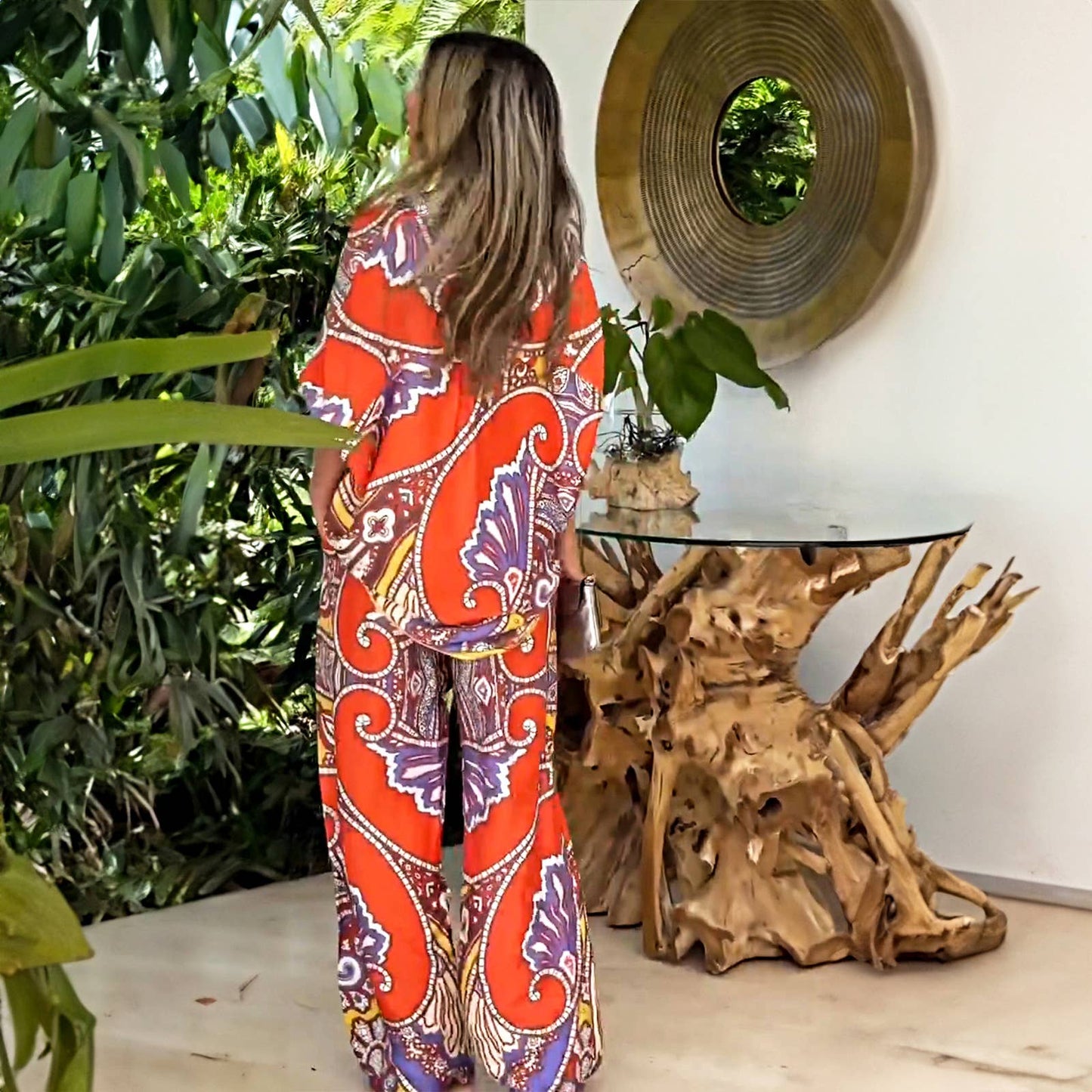 Loose slim long sleeve printed suit