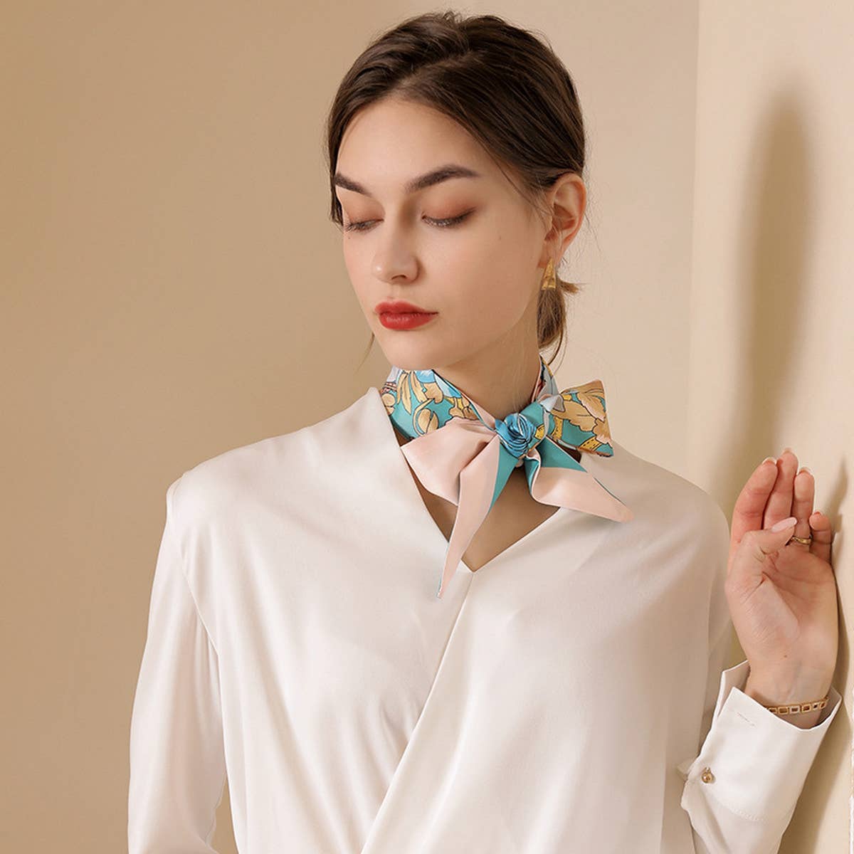 Floral Twilly Scarf for Hair & Bag, Satin Silk