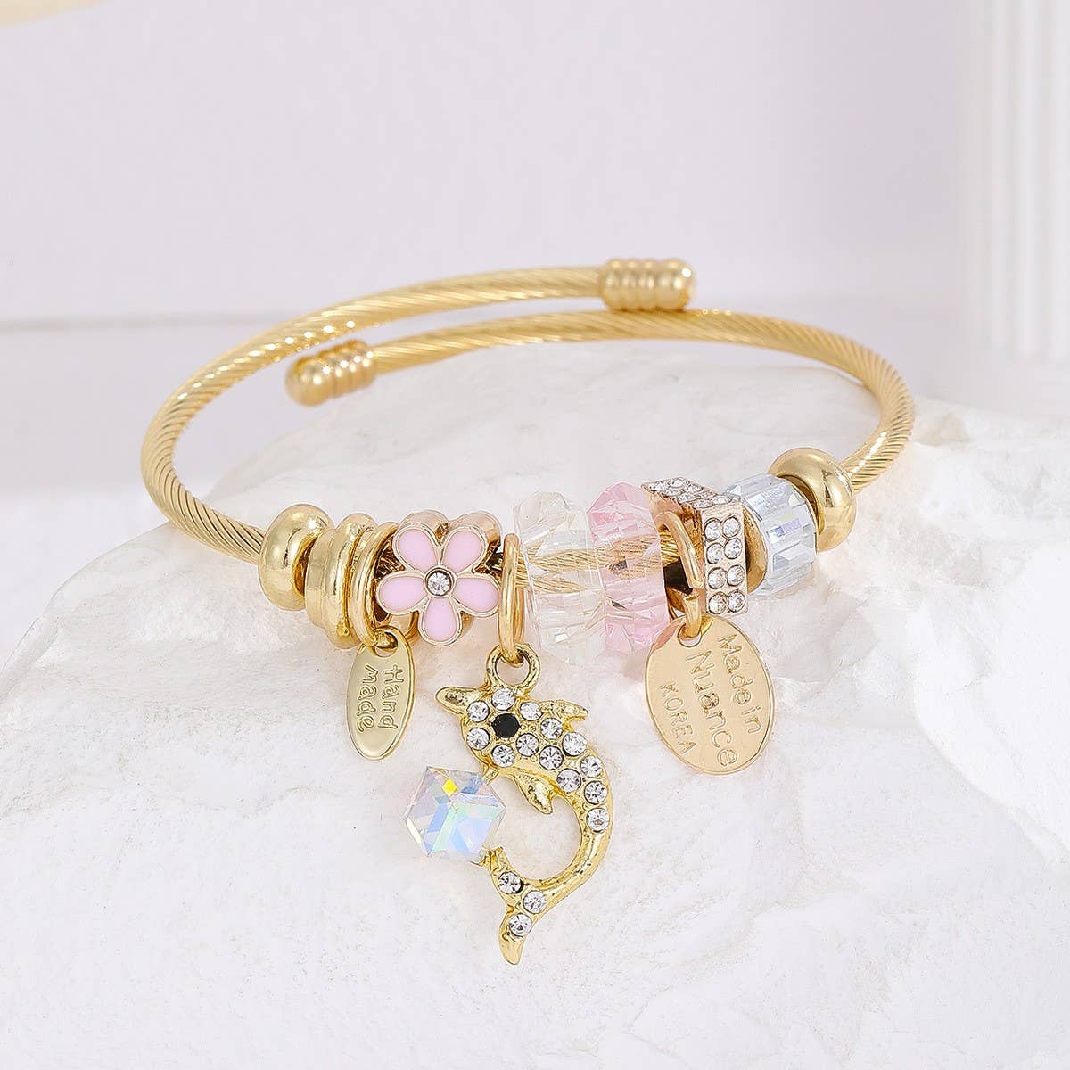 Gold Stainless Steel Dolphin Tail Bracelet