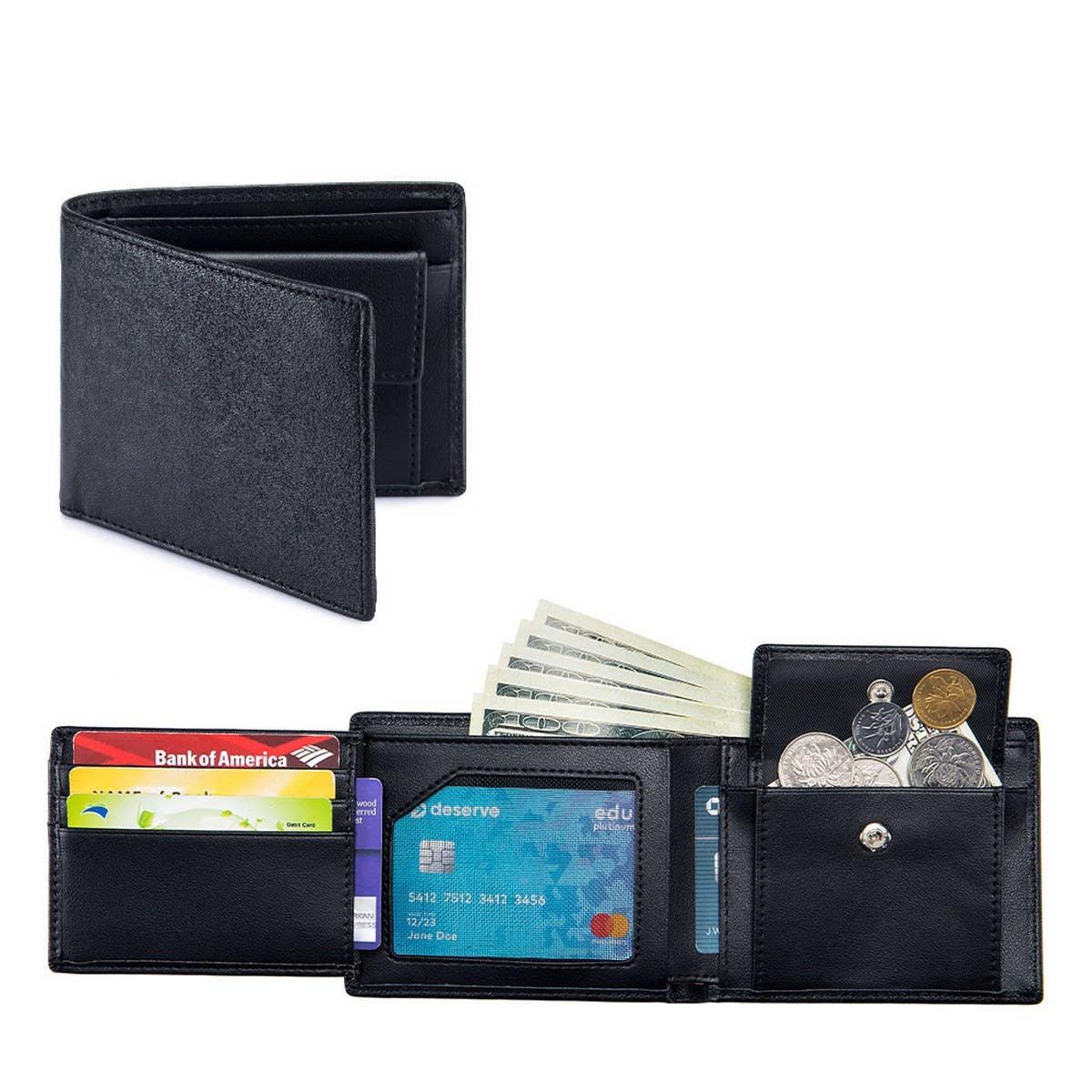 COWHIDE TRI-FOLD WALLET MULTI-FUNCTION RETRO WALLET_CWAB3709