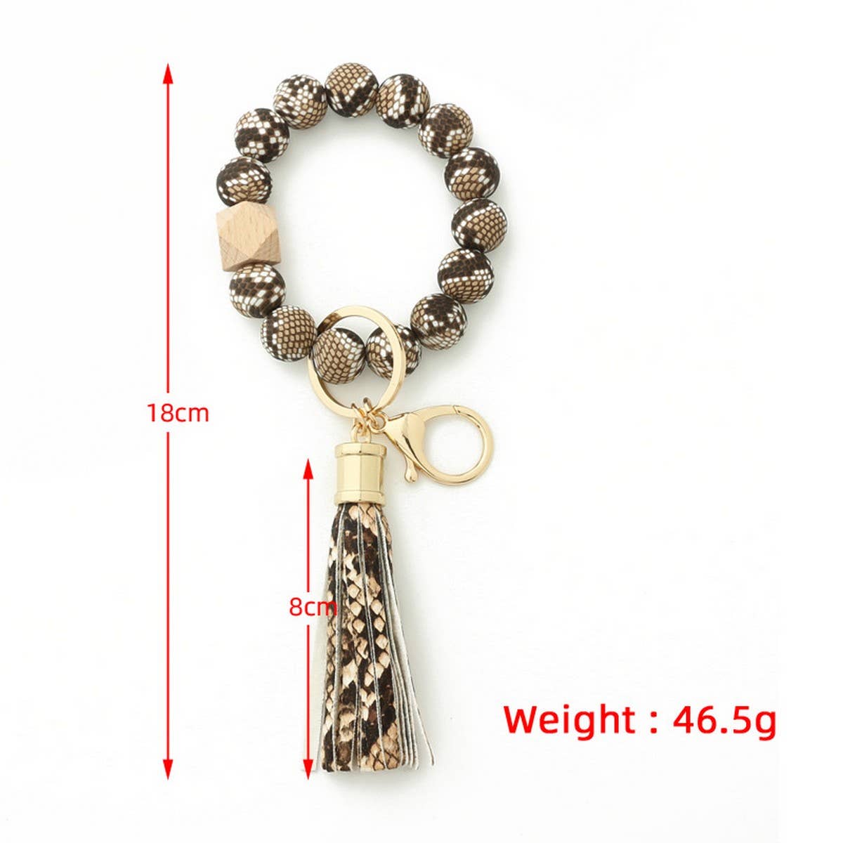 Leopard Print Silicone Bead Bracelet Keychain