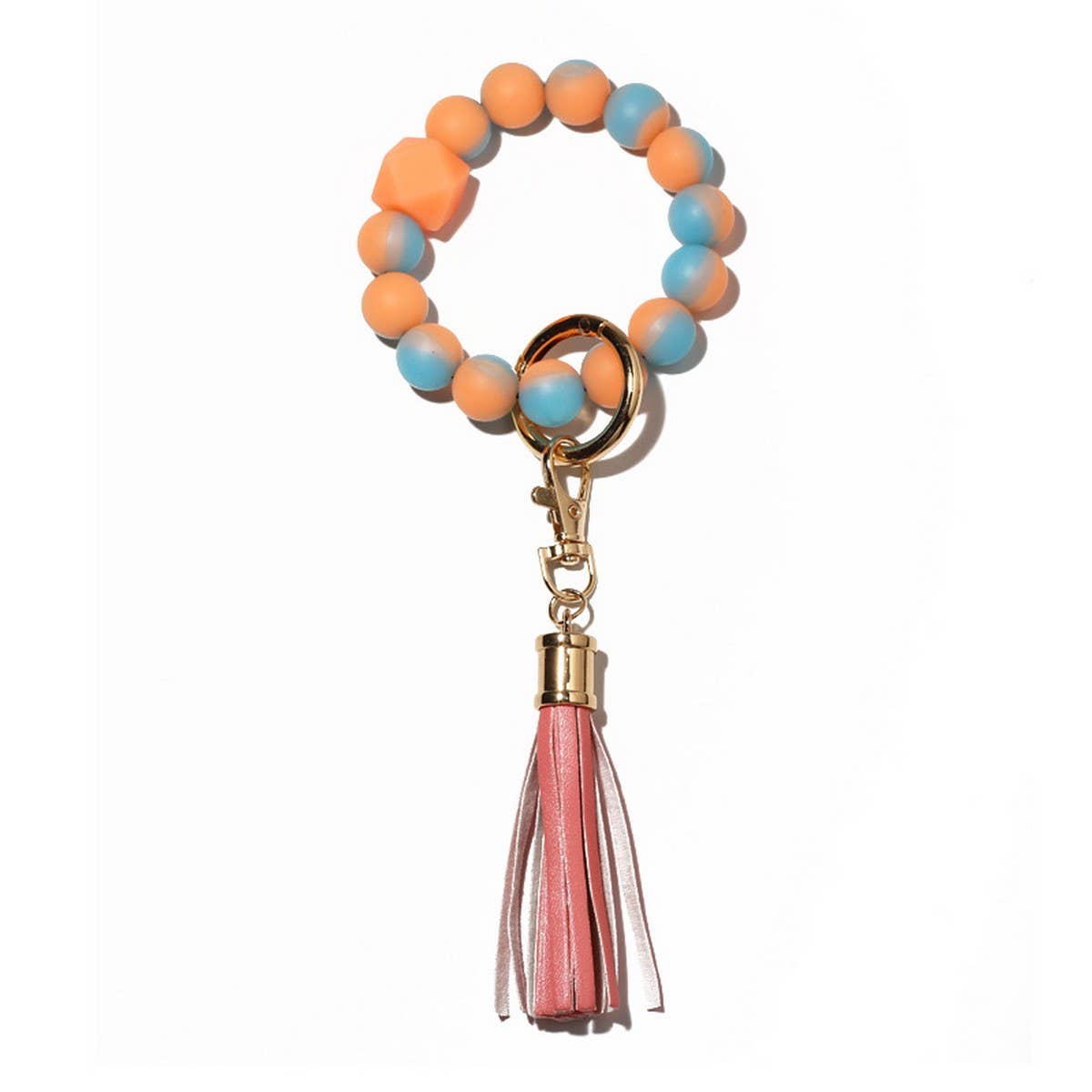 Glow in the Dark Silicone Bead Bracelet Keychain_CWAB5014