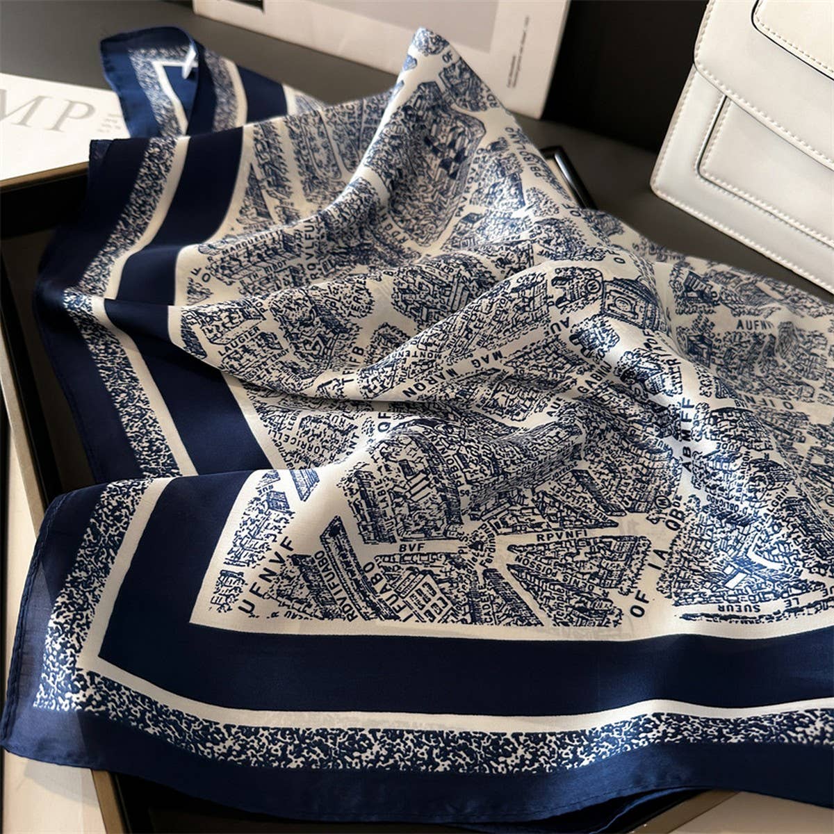 Lightweight Satin Square Scarf for Neck or Bag