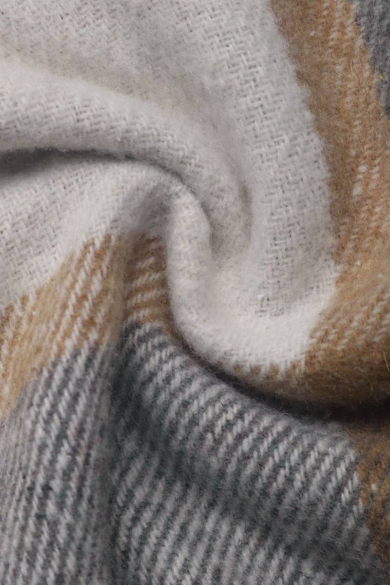 CWOCO0645_LAPEL SINGLE-BREASTED CHECK LONG-SLEEVED COAT