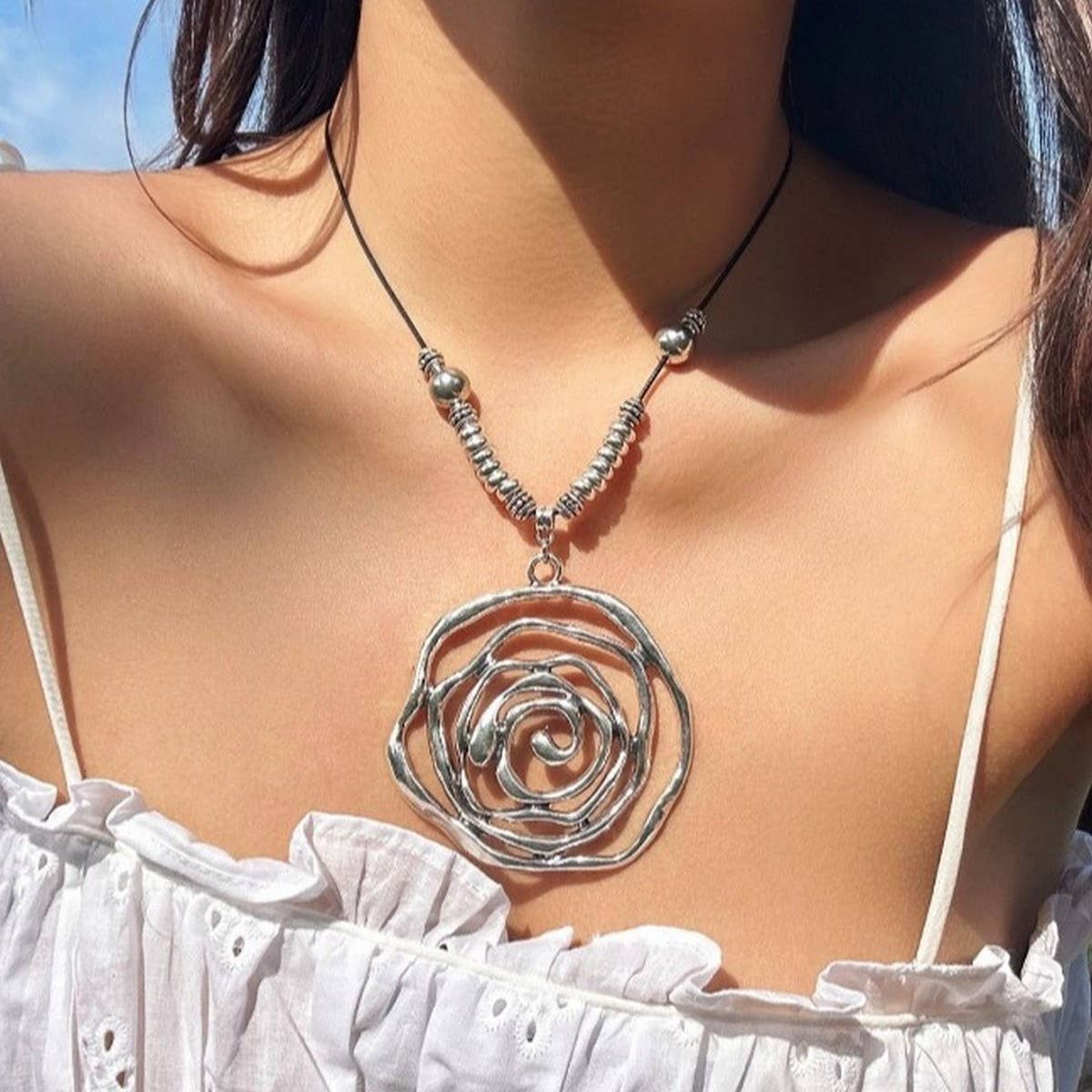 PERSONALIZED POINTED LEATHER WAX THREAD NECKLACE_CWMM3190