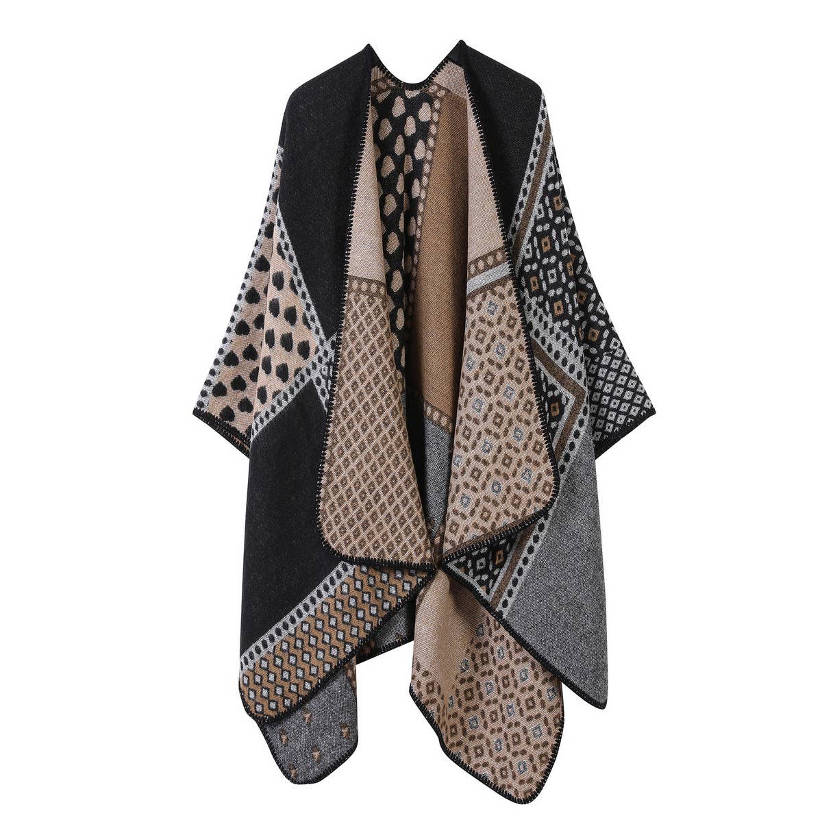 SHAWL SCARF FAUX CASHMERE SLIT CAPE