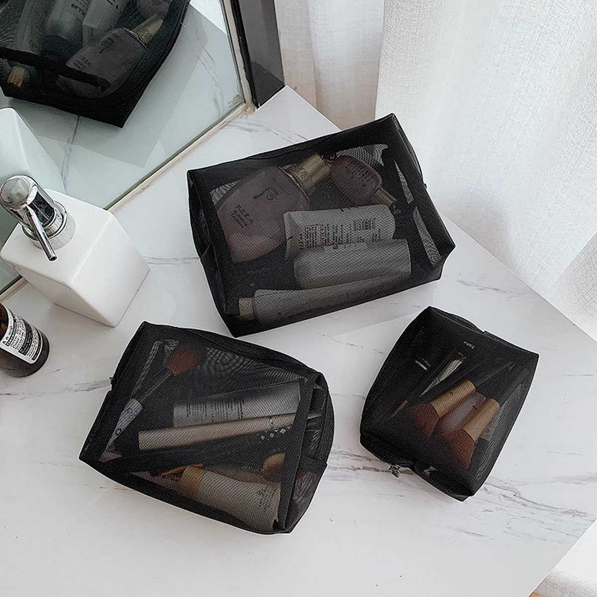 PORTABLE MESH COSMETIC BAG THREE-PIECE SET_CWAB4482
