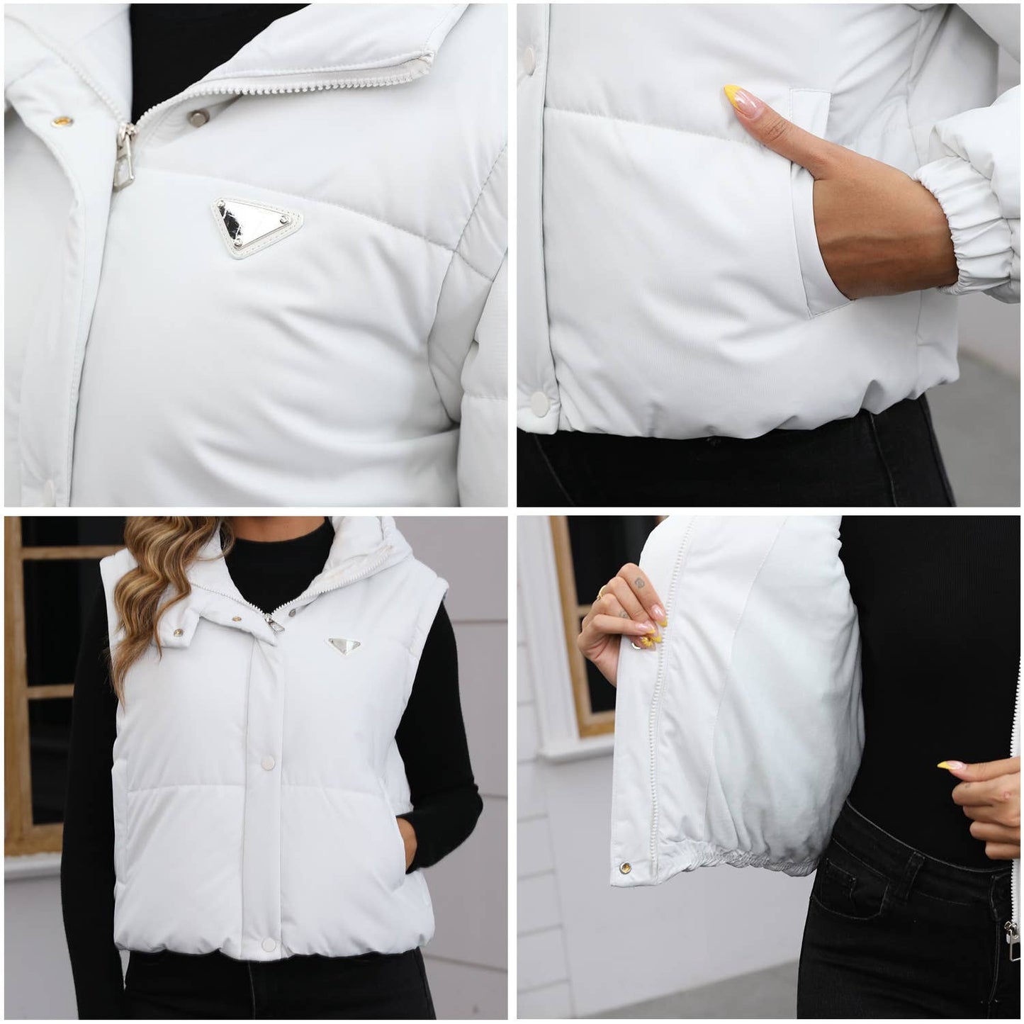 Short and thick breaded cotton-padded jacket
