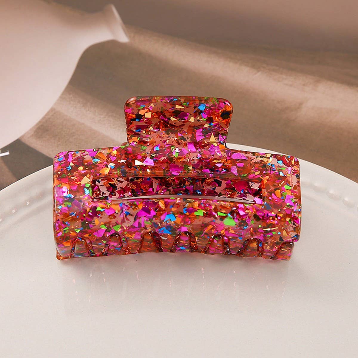 Acrylic Square Sequin Hollow Hair Claw_CWASC2488