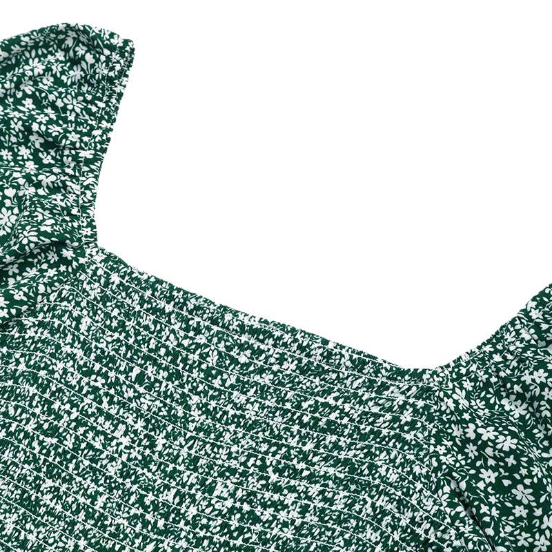 SQUARE NECK LONG SLEEVE FLORAL JUMPSUIT