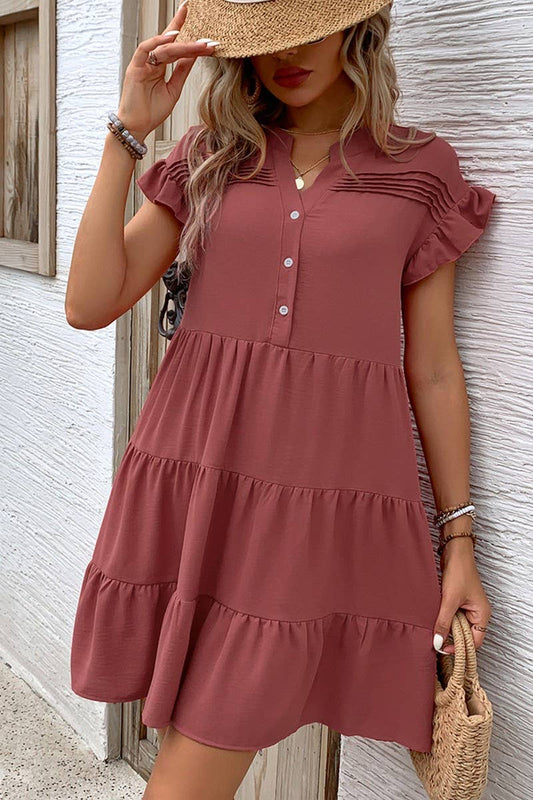 CWDSD7158_SUMMER SIMPLE CASUAL RUFFLED VERSATILE SHORT SKIRT