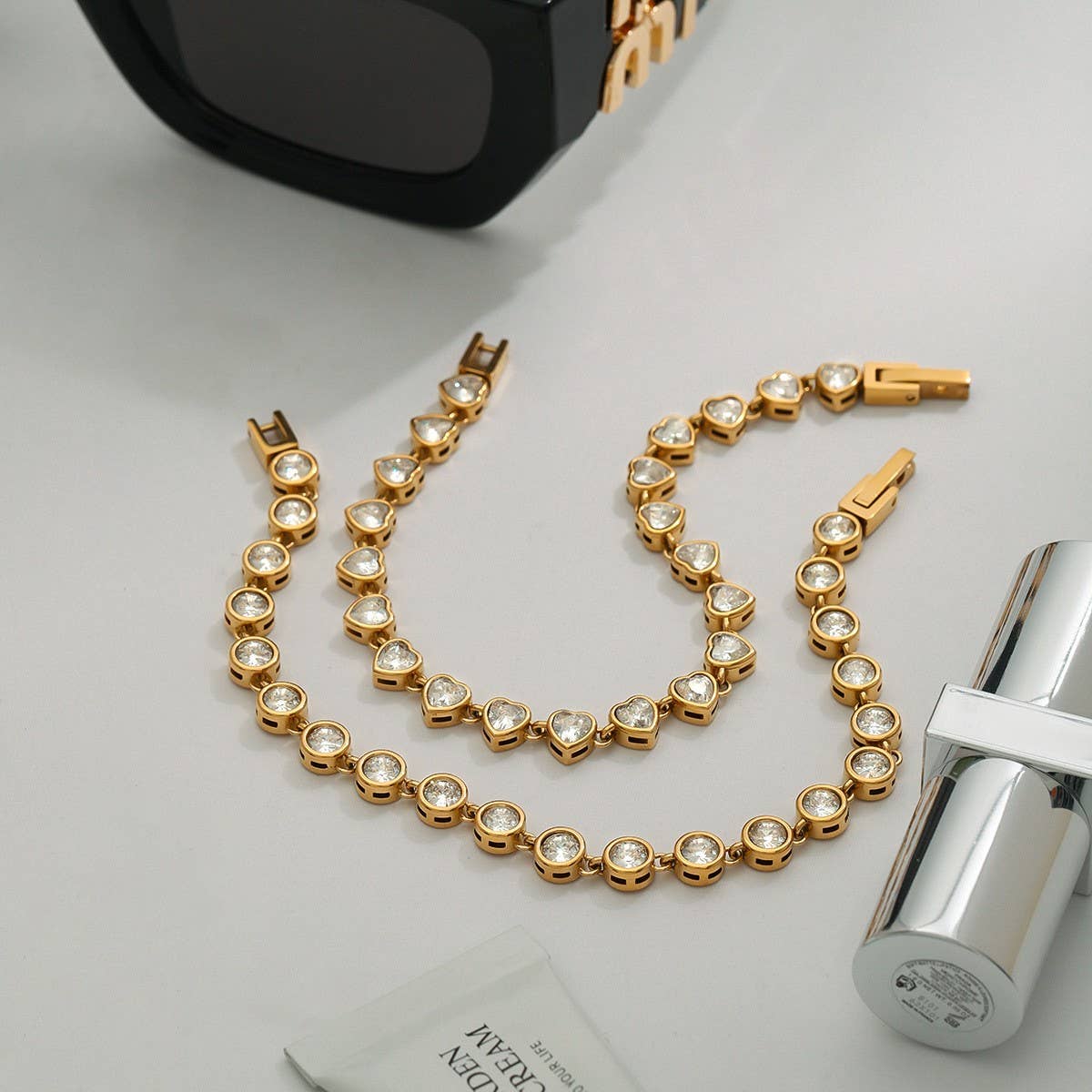 Luxury Zircon Bracelet, Titanium Steel, No Fade