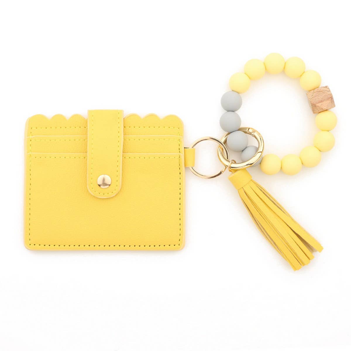 SILICONE BEAD BRACELET CARD BAG TASSEL KEYCHAIN