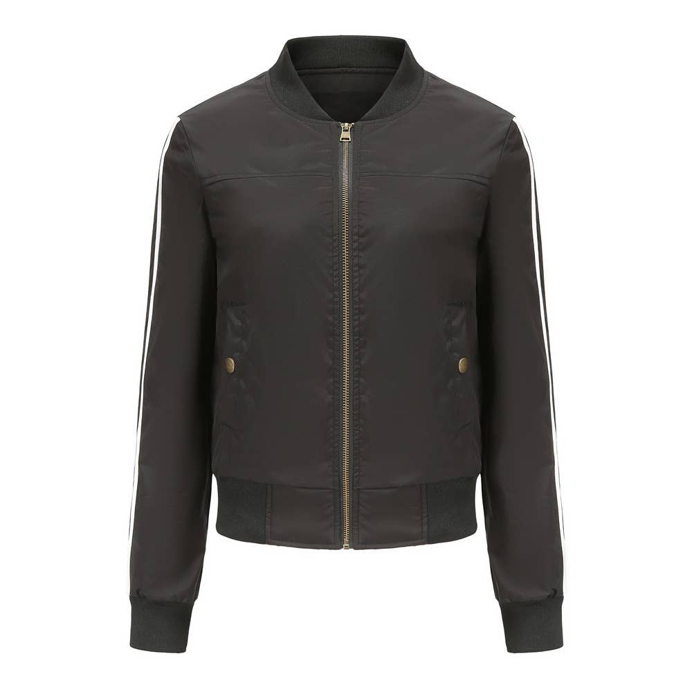 SOLID STRIPED JET JACKET WITH COTTON TRIM