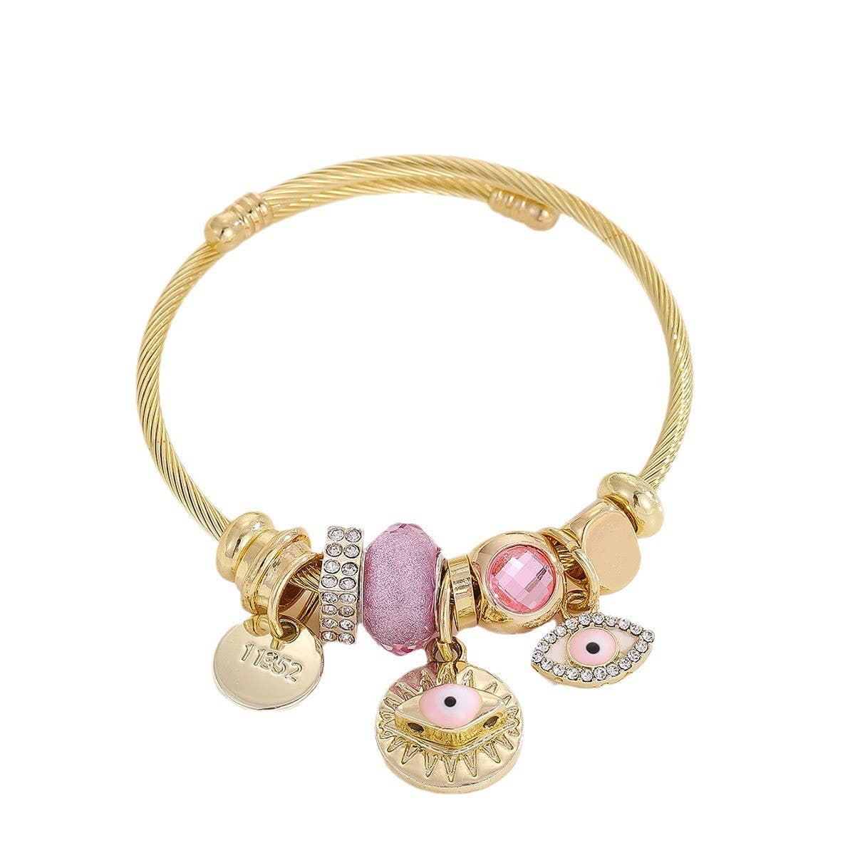 Elegant Alloy Couple Bracelet with Crystal Pendant