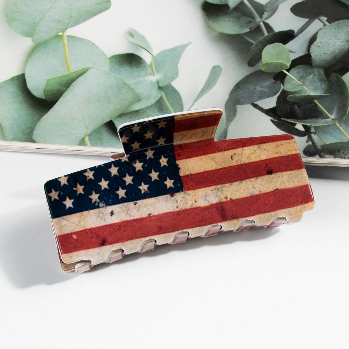 Independence Day Flag Hair Claw PVC Rectangle Clip_CWAHA1263