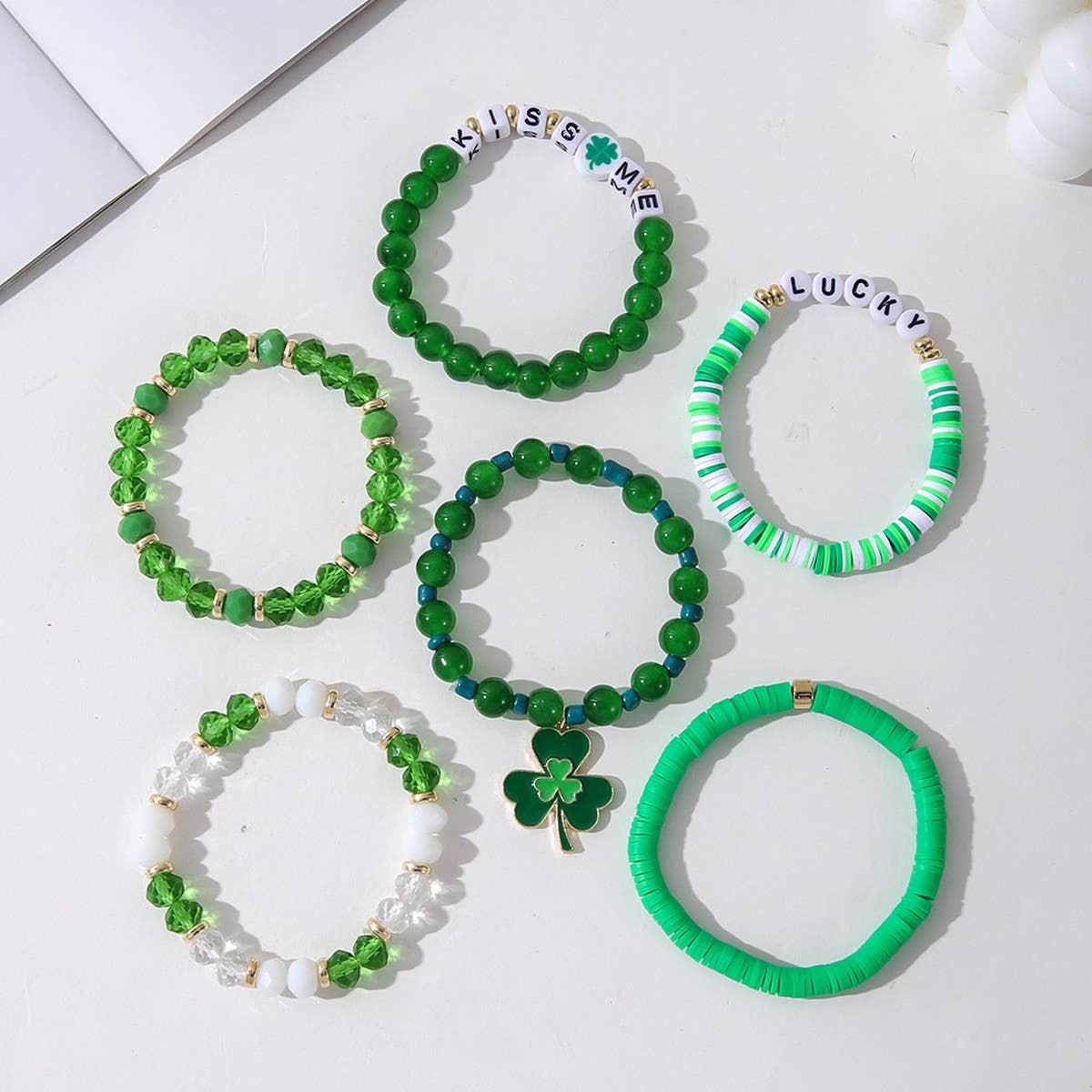 ST. PATRICK'S DAY BRACELET SET SHAMROCK PENDANT_CWMM3497