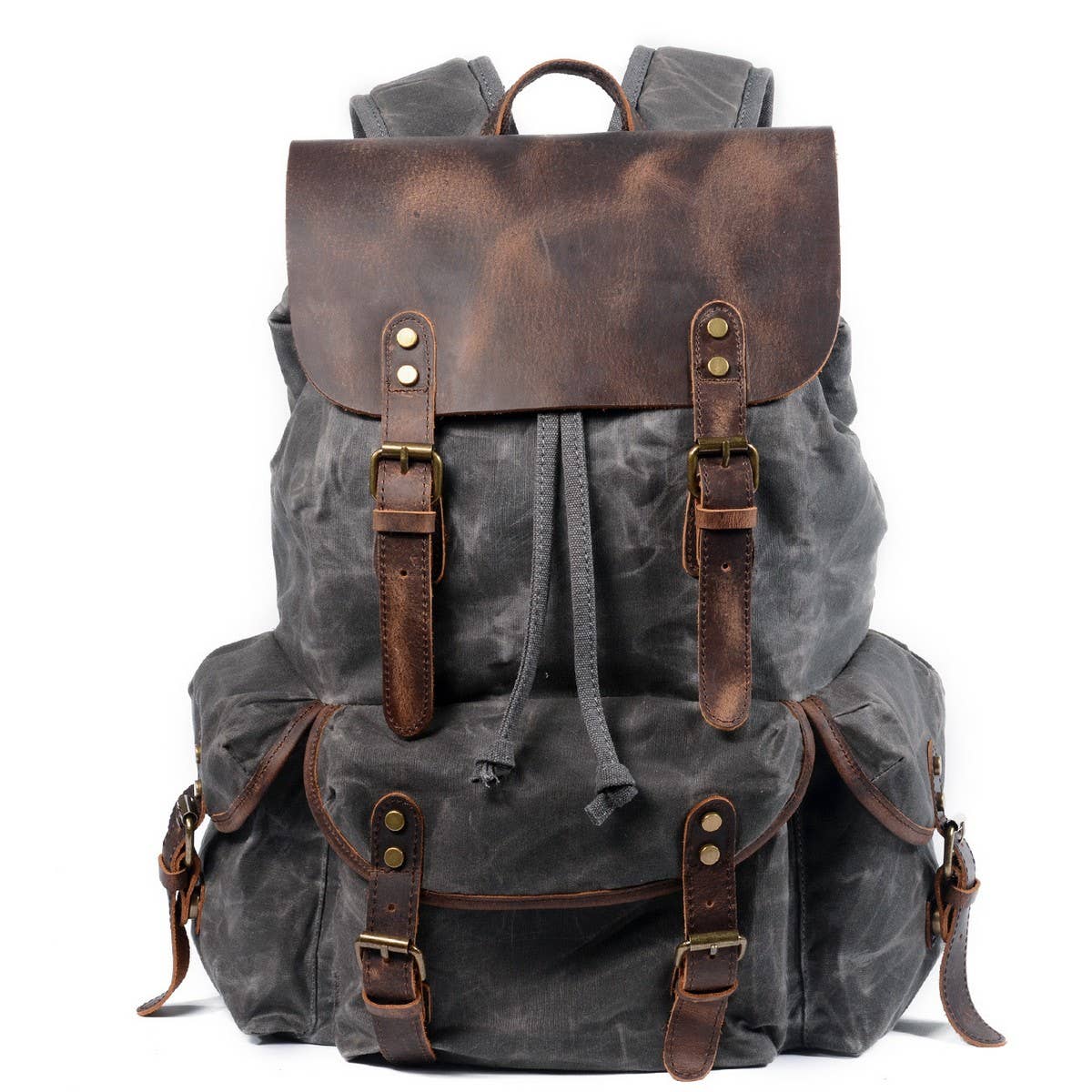 Vintage Waxed Canvas Drawstring Backpack_CWAB5519