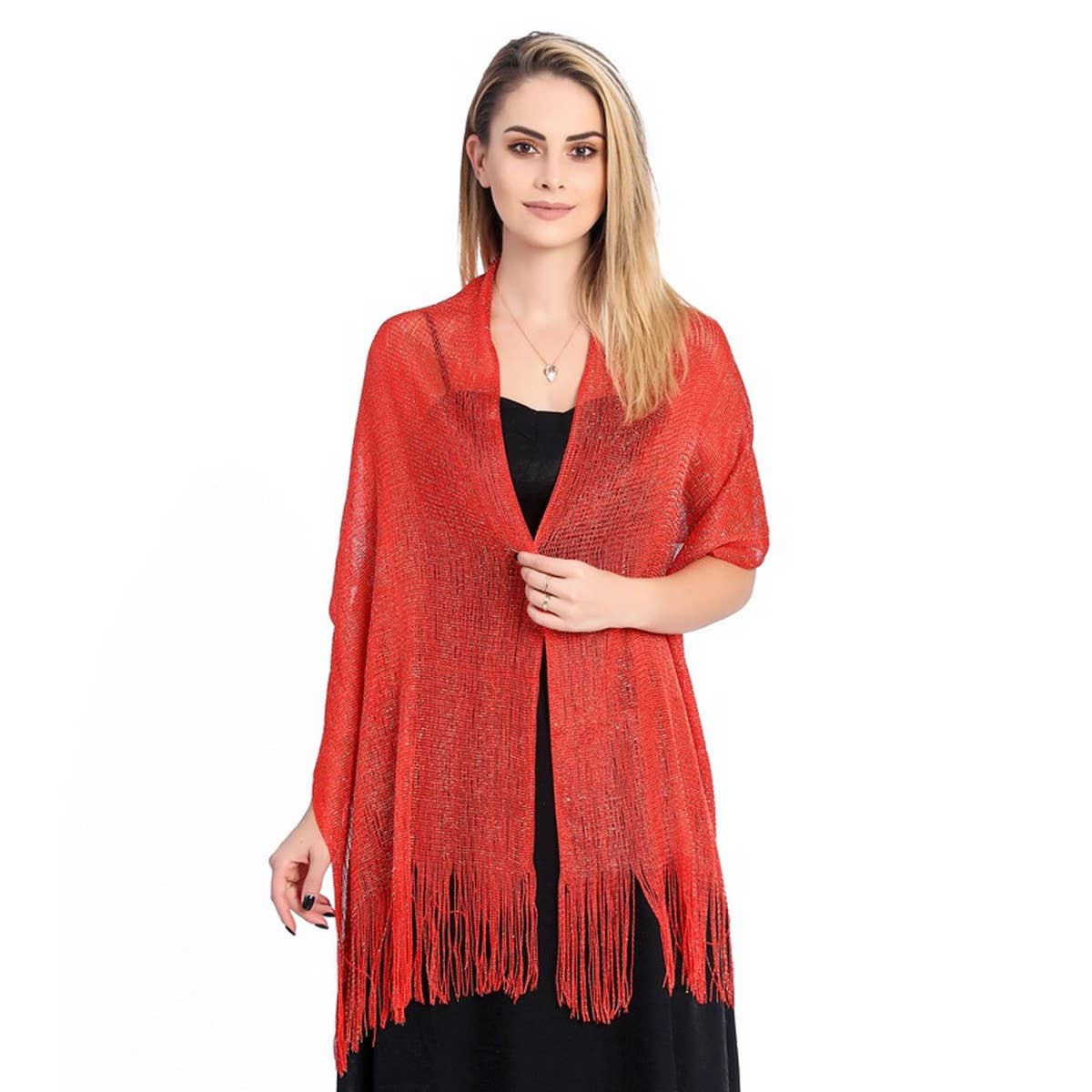 FASHIONABLE GOLD AND SILVER SILK SHAWL