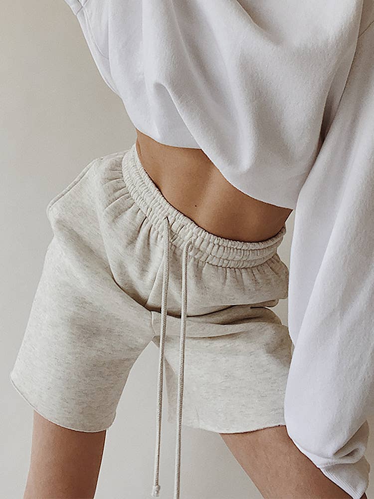 High-waisted drawstring loose athletic shorts