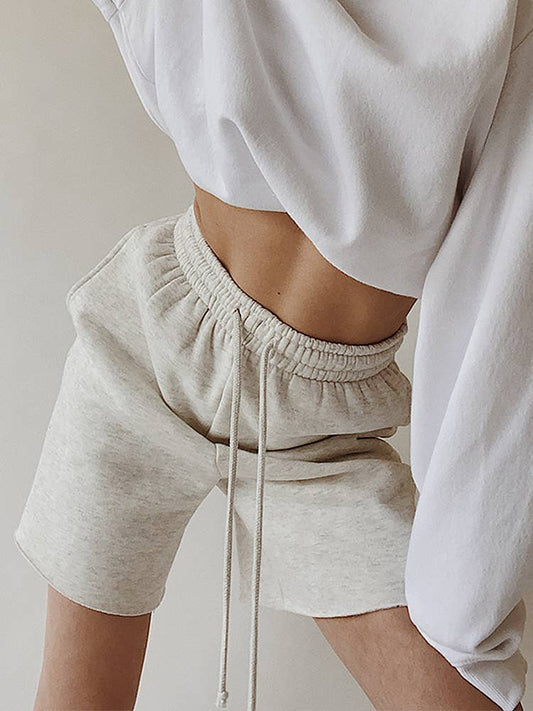 High-waisted drawstring loose athletic shorts
