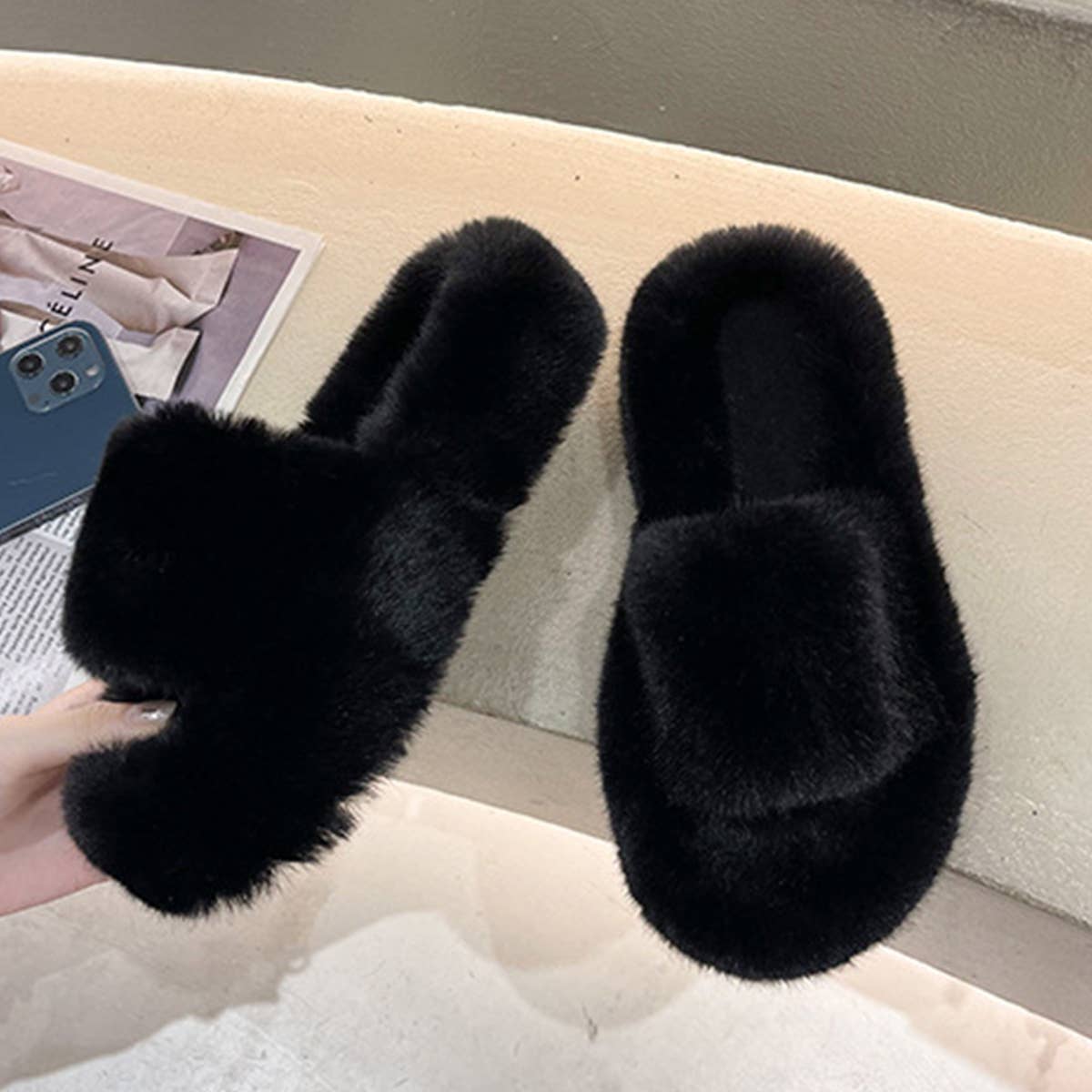 WEAR A THICK BOTTOM OF PLUSH SLIPPERS OUTSIDE
