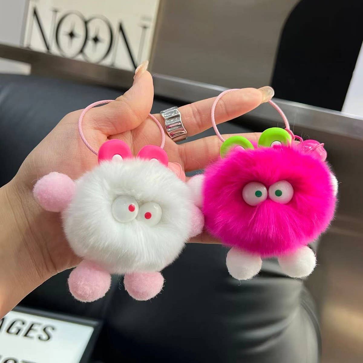 CUTE SMALL COAL BALL BAG PENDANT CAR KEYCHAIN