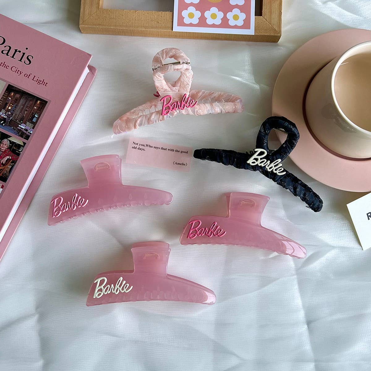 Pink Barbie Girl Hair Claw ??Alloy Letter Clip_CWAHA5761