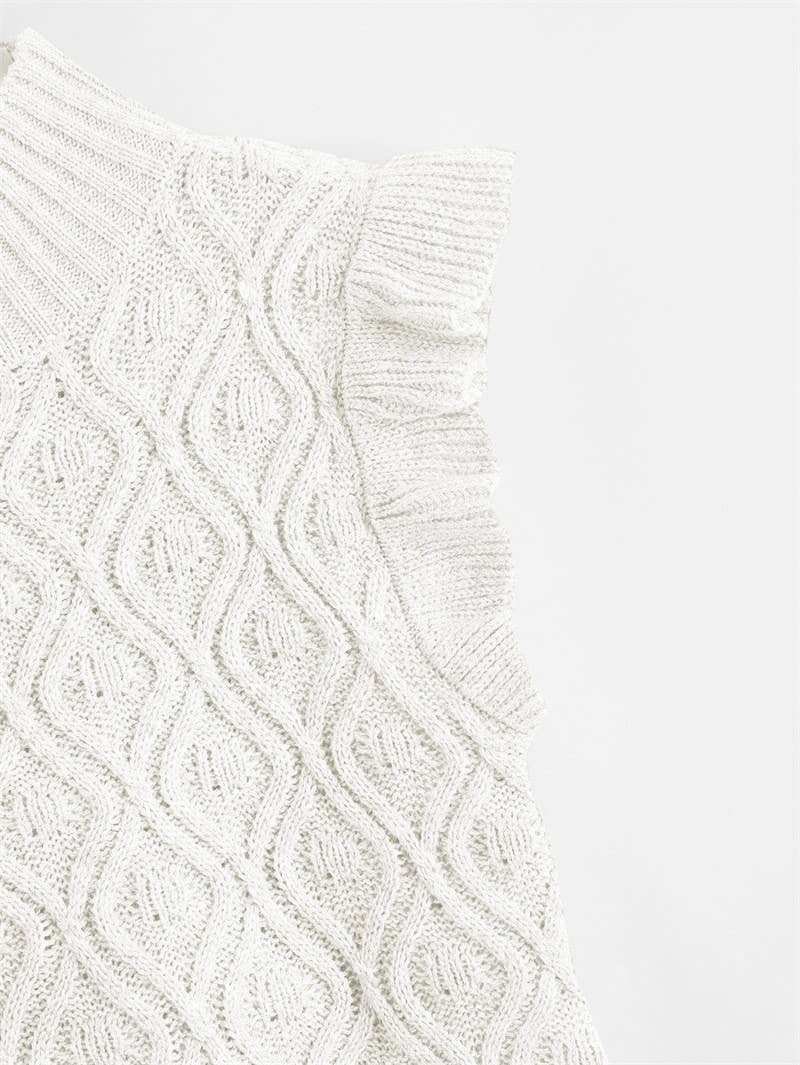 SLEEVELESS SOLID SWEATER WITH LOOSE TEMPERAMENT