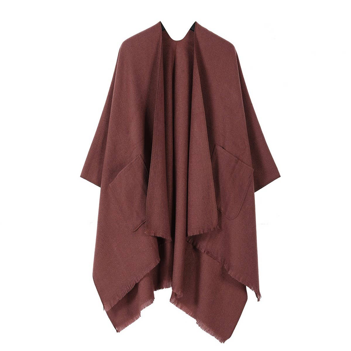 SOLID COLOR SHAWL POCKET WARM SCARF CAPE_CWASC2182