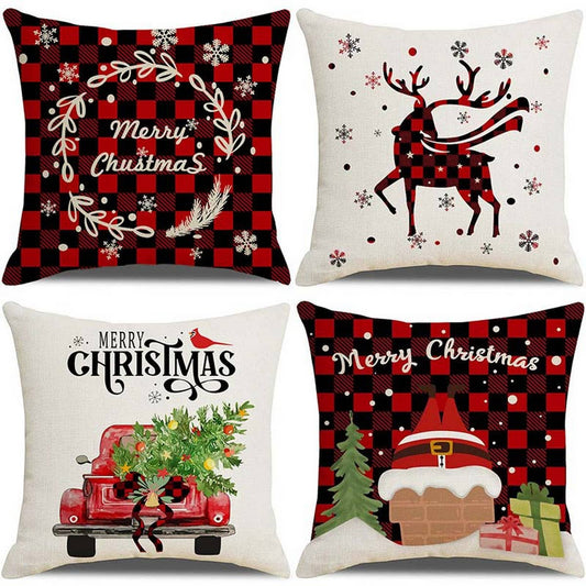 2024 NEW CHRISTMAS PLAID ELK PILLOWCASE_CWMM1408