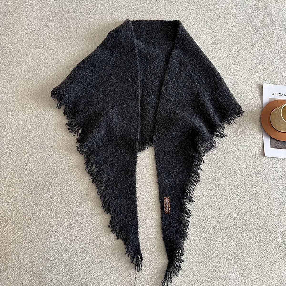 Solid Wool Blend Triangle Scarf for Women_CWASC2287