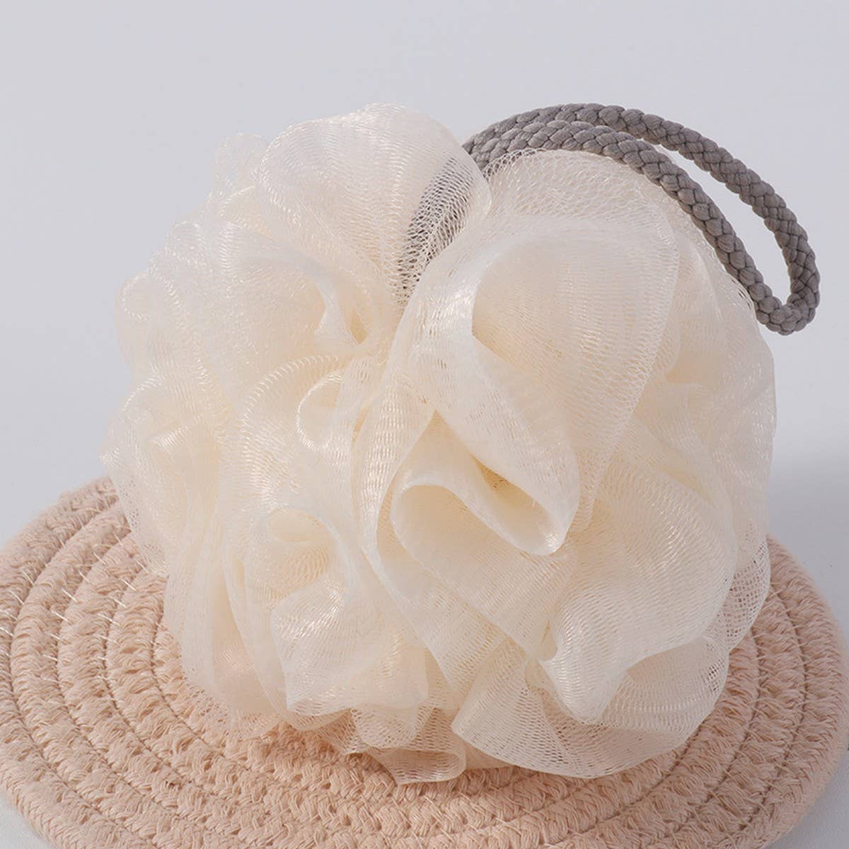 LARGE BATH FLOWER FOAMING NET TWO-COLOR BATH POUF