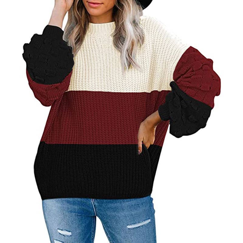 SWEATER KNITTED WITH LARGE SLEEVES AND CREW NECK
