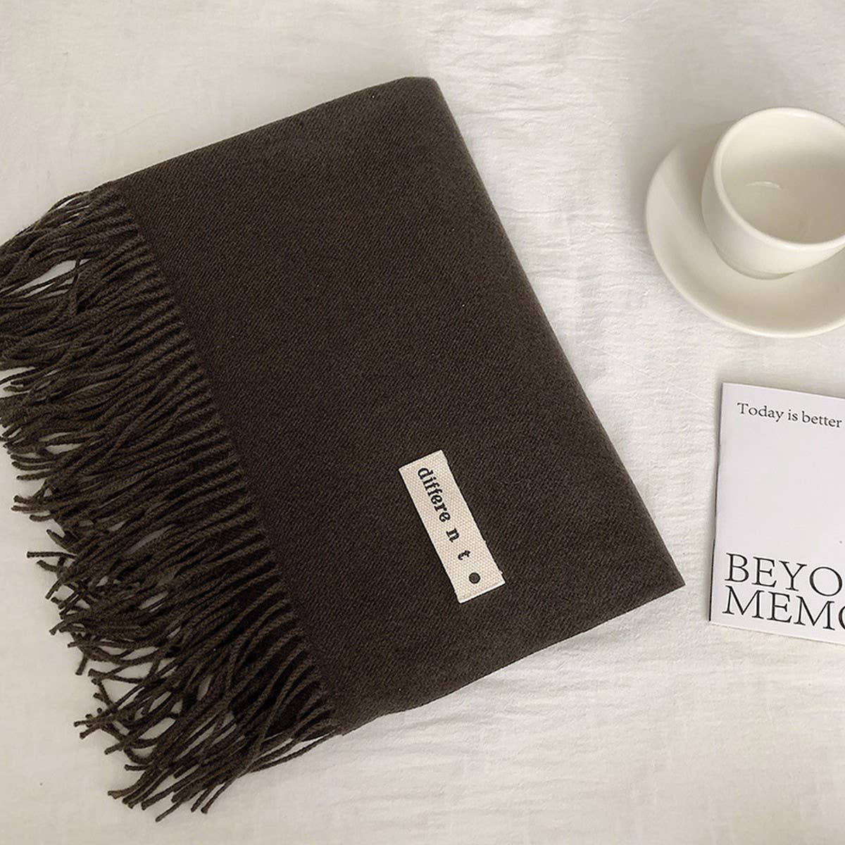 Colorblock Tassel Scarf - Thick Wrap for Students