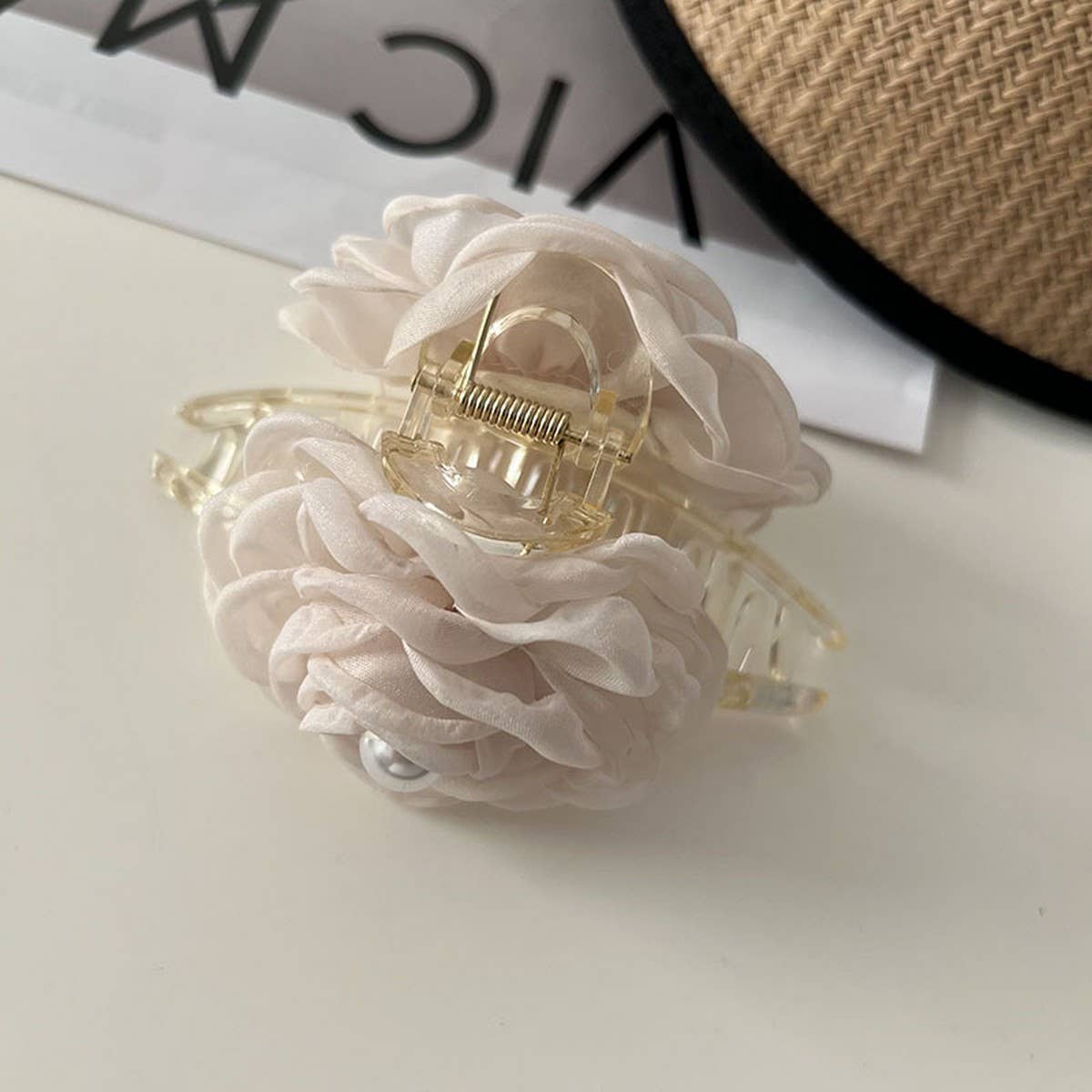 Camellia Hair Claw, Elegant Bun Clip for Back Hair_CWAHA4686