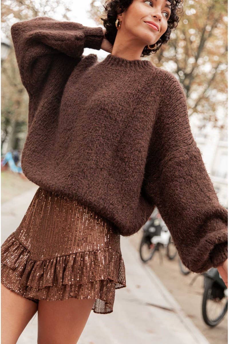 CWBSS0468_SOLID COLOR GYARU SEQUINED LAYERED SKIRT