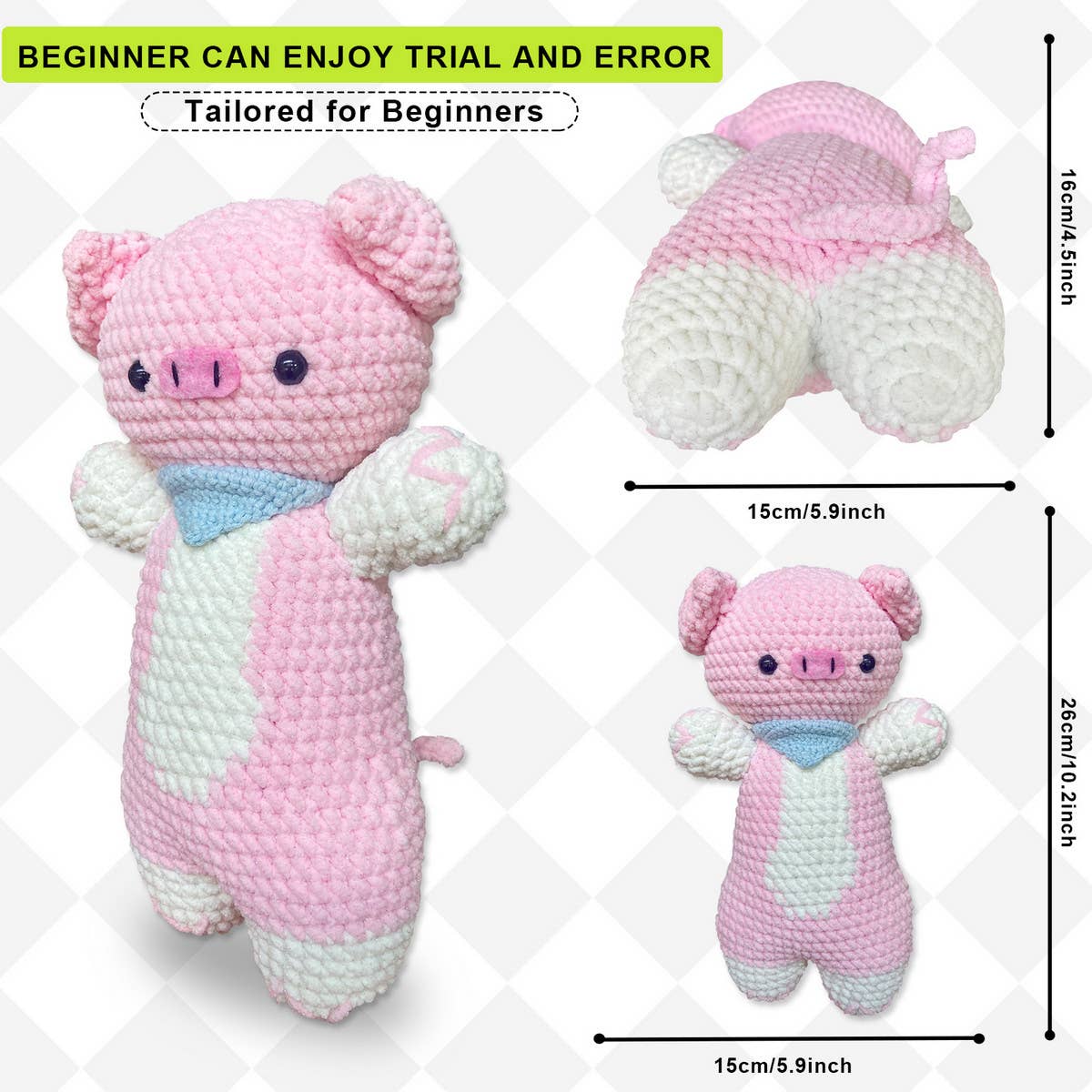 CROCHET PIGLET DOLL MATERIAL KIT