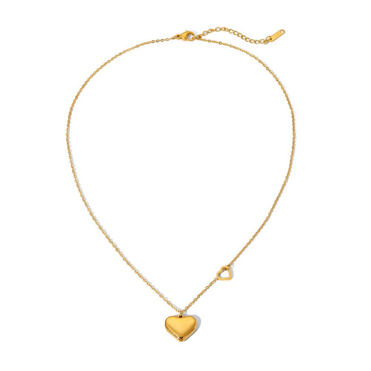 FRENCH SIMPLE DOUBLE HEART PENDANT NECKLACE