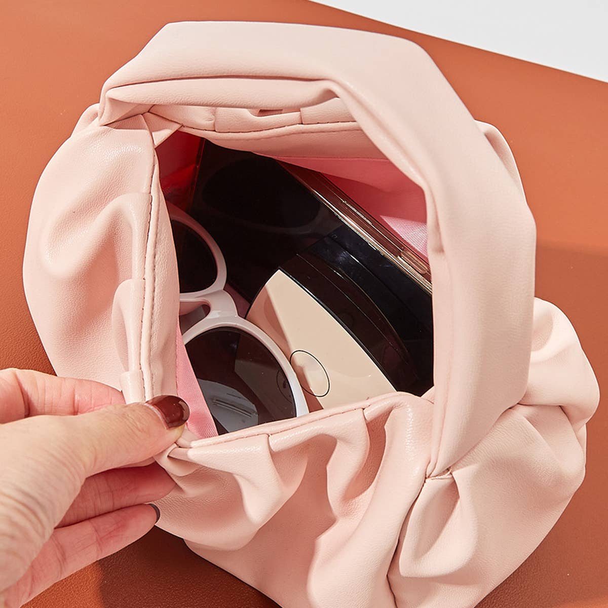 SIMPLE SOLID COLOR COSMETIC BAG HANDBAG_CWAB1832