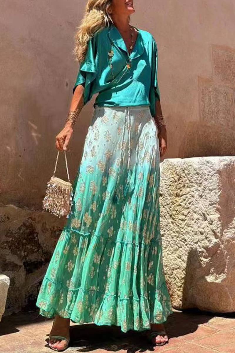 CWBLS0566_NEW SUMMER PRINTED RUFFLED PENDANT LONG SKIRT