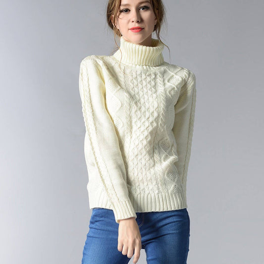 Turtleneck long-sleeved floral base sweater