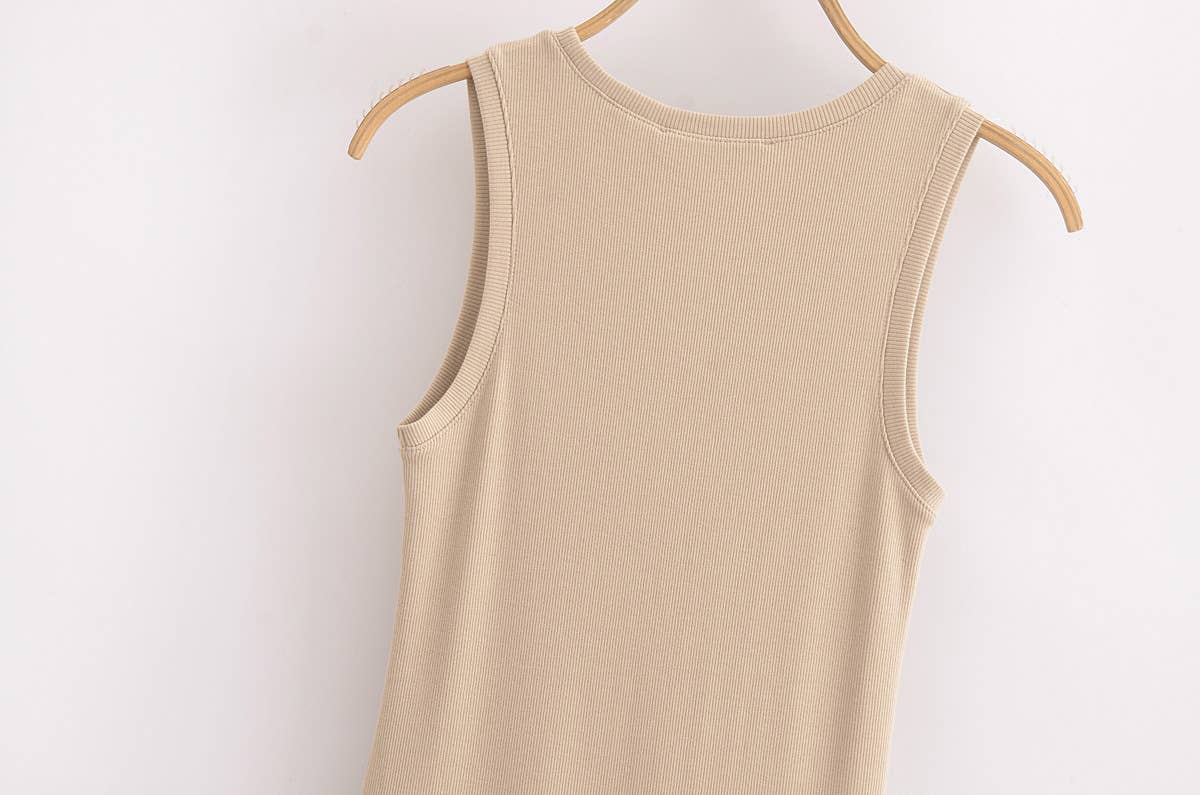 TWO-COLOR PATCHWORK LONG TANK DRESS