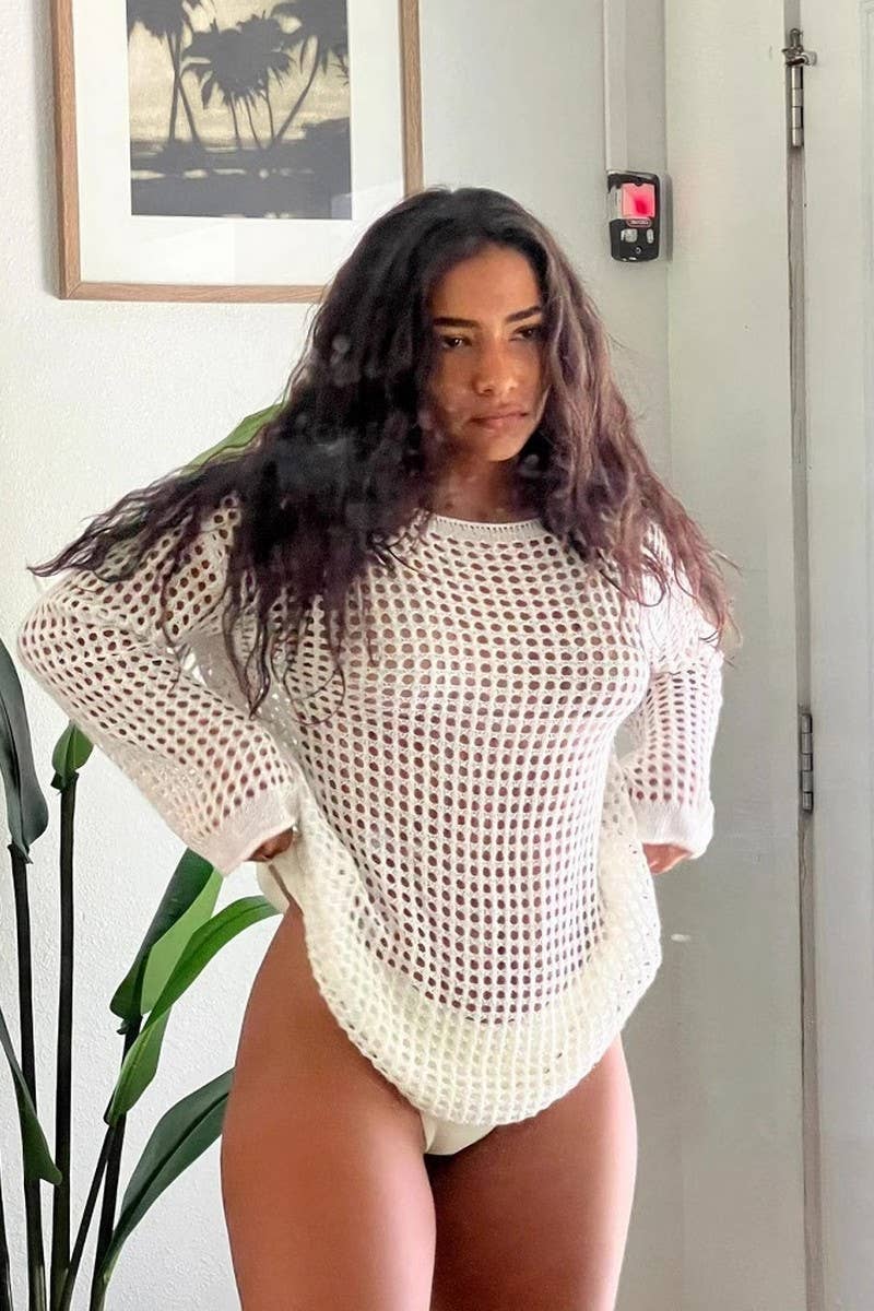 CWTBLL3400_KNITTED CUTOUT HOLIDAY BIKINI BEACH COVER-UP