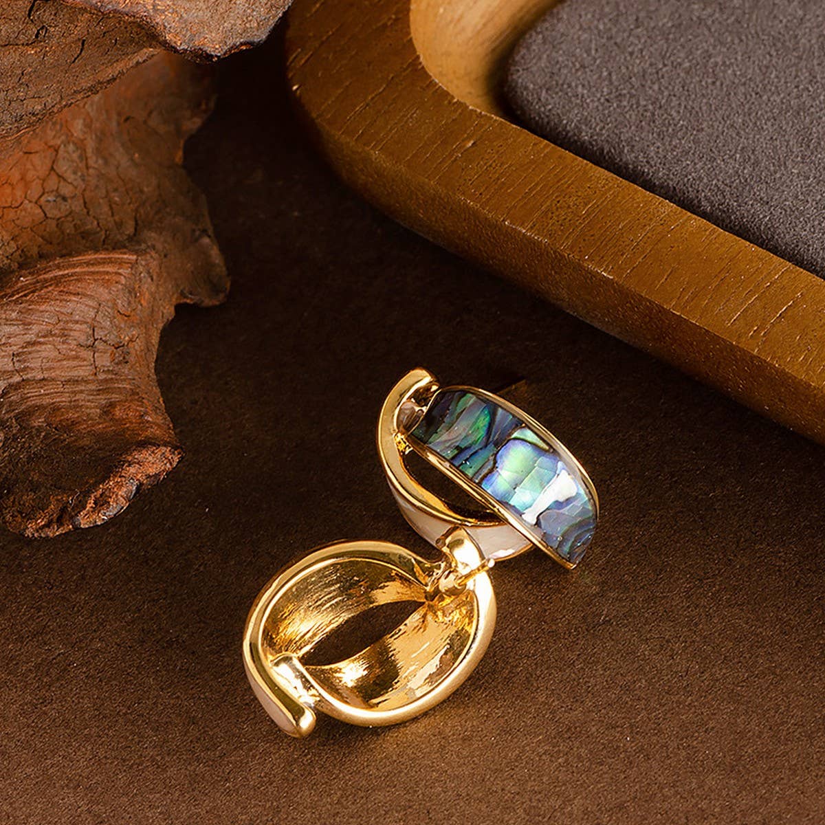 COLORFUL ABALONE INLAID SILVER NEEDLE EARRINGS