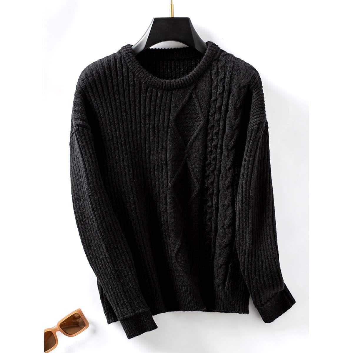 Solid color knotted pullover sweater for women