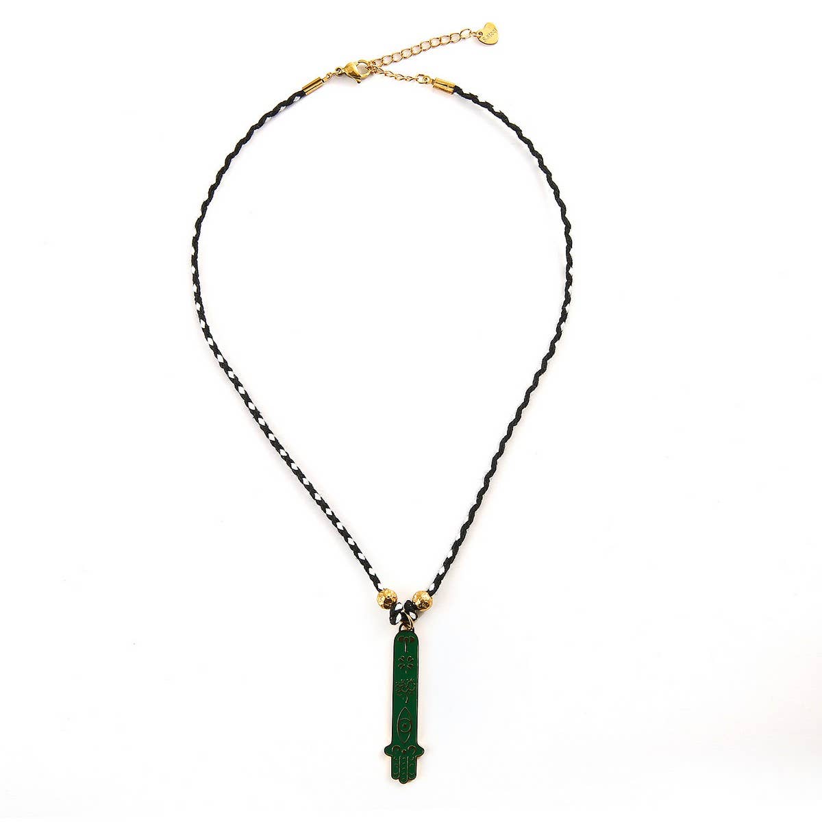 Vintage Steel Square Evil Eye Pendant Necklace