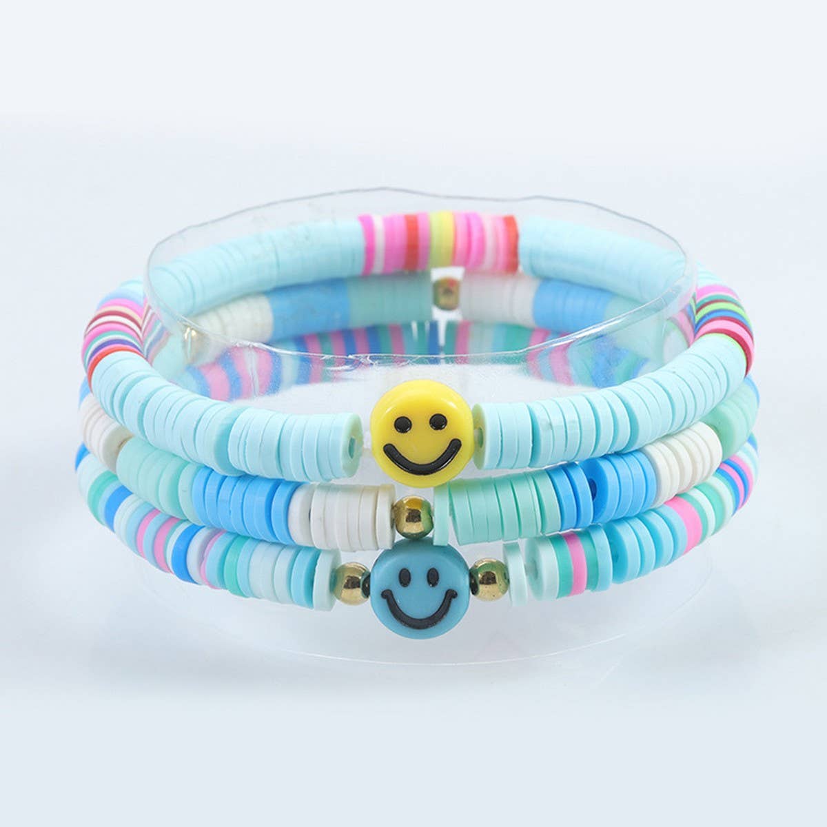 5PCS SMILING FACE LETTER BEAD BRACELET SET_CWMM0537