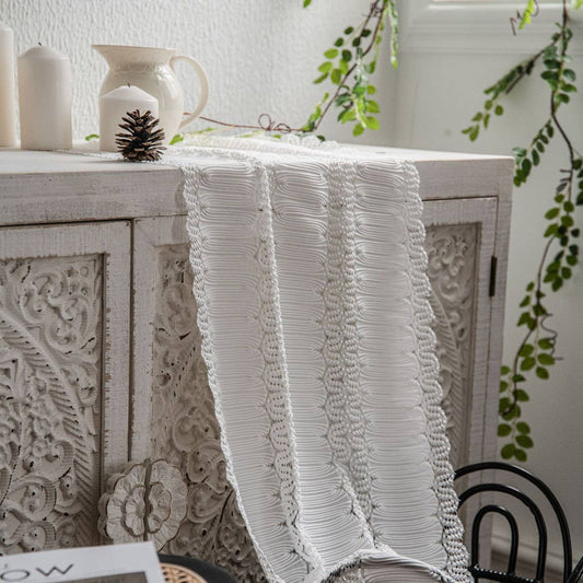 LACE HOLLOW WHITE TABLE DECORATION TABLECLOTH